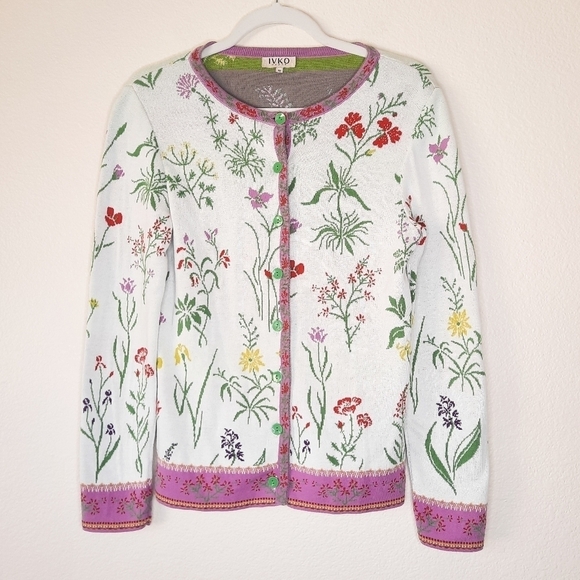 Ivko Wild Flower Cardigan Sweater 38 - Picture 2 of 7